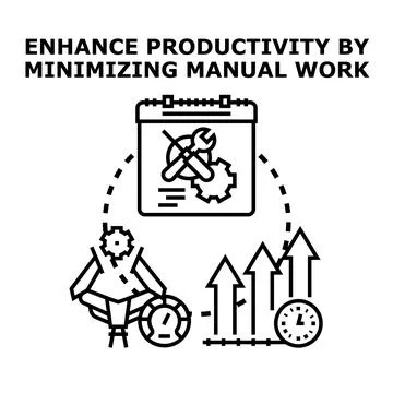 Enhancing productivity minimizing manual work concept Stock Illustration