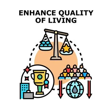 Enhancing quality of living and improving human well being development Stock Illustration