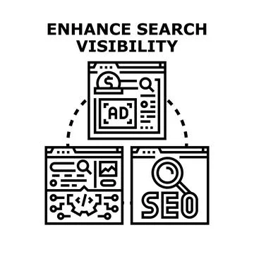 Enhancing search visibility concept for digital marketing 스톡 일러스트