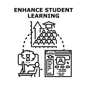 Enhancing student learning concept through online education Illustrazione stock