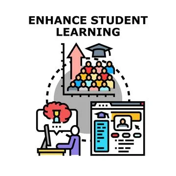 Enhancing student learning concept through online education Stock Illustration