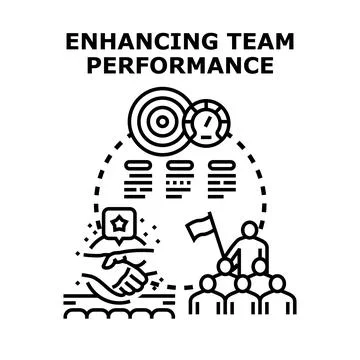 Enhancing team performance achieving business goals concept Stock Illustration