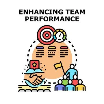 Enhancing team performance achieving business goals concept Stock Illustration