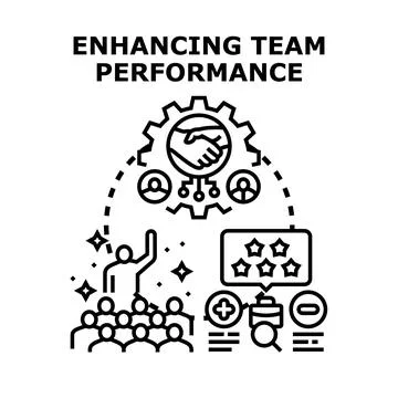 Enhancing team performance through collaboration and improvement Stock Illustration