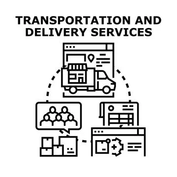 Enhancing transportation and delivery services with technology and logistics Stock Illustration