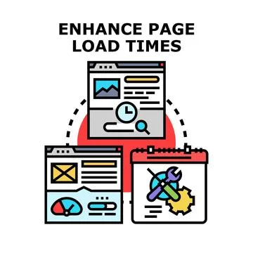 Enhancing web page load times concept illustration Illustrazione stock