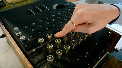 Enigma machine under processing, cipher equipment diversity. Stock Footage