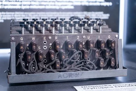 Enigma Machine, Used to decode enemy messages during WWII, Bletchley Park Stock Photos