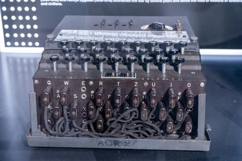 Enigma Machine, Used to decode enemy messages during WWII, Bletchley Park Stock Photos