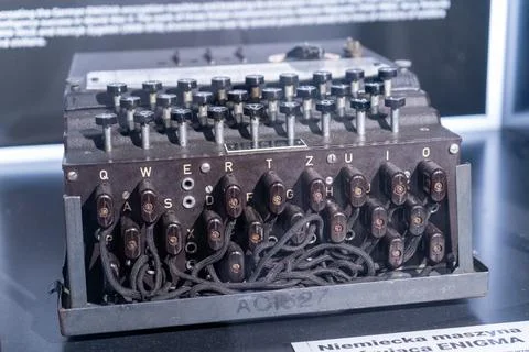 Enigma Machine, Used to decode enemy messages during WWII, Bletchley Park, .. Stock Photos