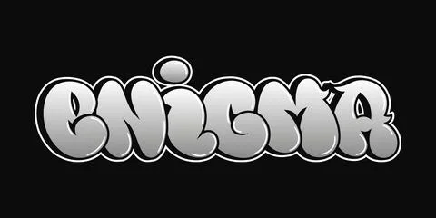 Enigma word in graffiti bubble letters typography Stock Illustration