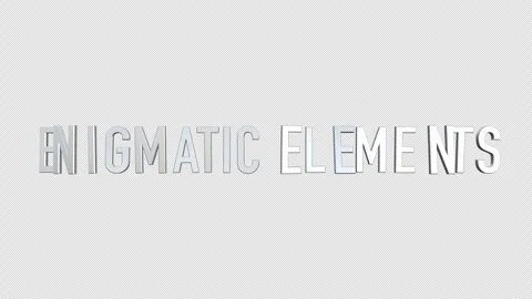 Enigmatic elements 3D title animation metal letters on black alpha channel Stock Footage 258655624
