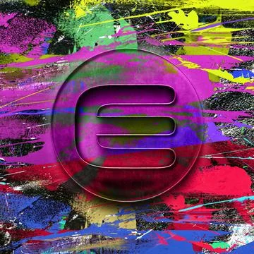 Enjin cryptocurrency coin on colorful background, cryptocurrency concept Stock Illustration