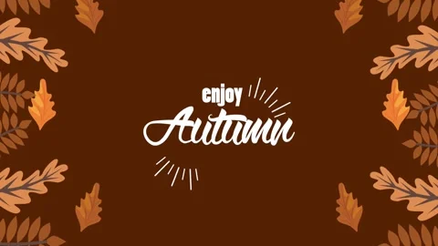 Enjoy autumn message with decorative falling leaves on brown background for.. 動画素材 338400347