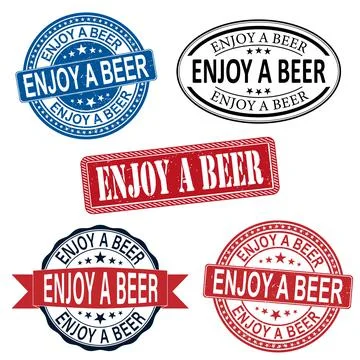 ENJOY A BEER SLOGAN PRINT VECTOR SET ON WHITE BACKGROUND Stock Illustration
