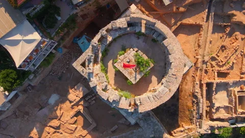 Enjoy a breathtaking view of Hidirlik Tower, an iconic symbol of Antalya's Stock Footage 252400329