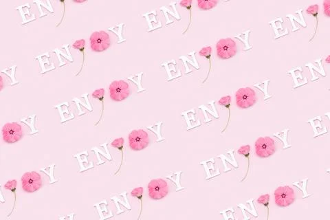Enjoy. Creative inspirational pattern made with motivational quotes from whit Stock Photos