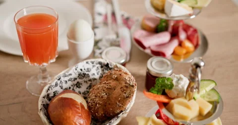 Enjoy a Delicious Breakfast Platter featuring an Array of Fresh Fruits and Fine Video stock 290233546