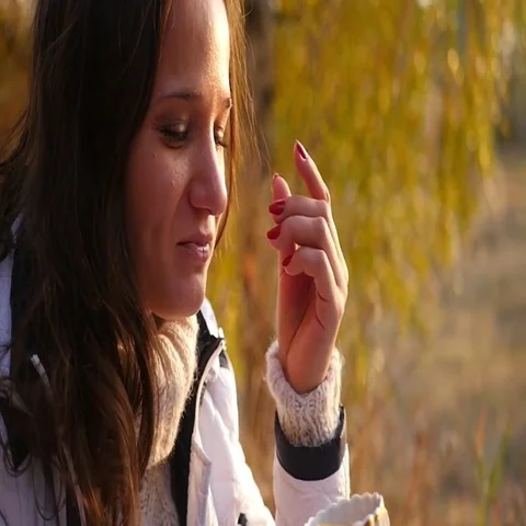 Enjoy a delicious tea at sunset Stock Footage 69487528