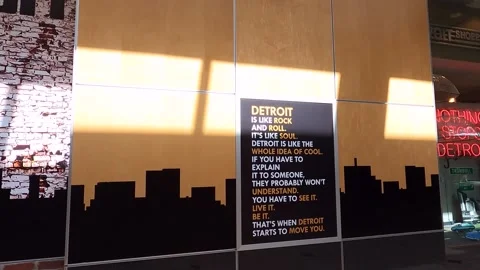 Enjoy Detroit Storefront Window Display Video stock 156010330