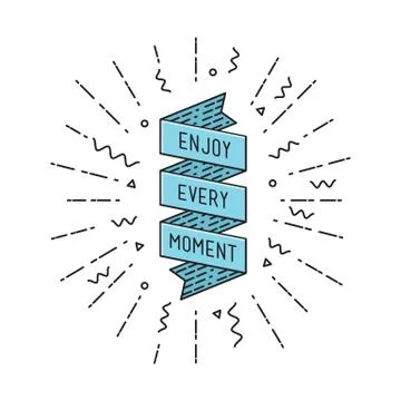 Enjoy every moment, flat design thin line banner Stock Illustration