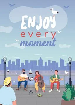Enjoy every moment flat vector template Stock Illustration
