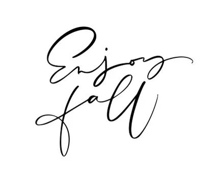 Enjoy Fall lettering calligraphy text isolated on white background. Hand drawn Stock Illustration