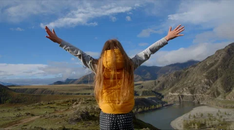 Enjoy the freedom on the mountain top Stock Footage 67287264