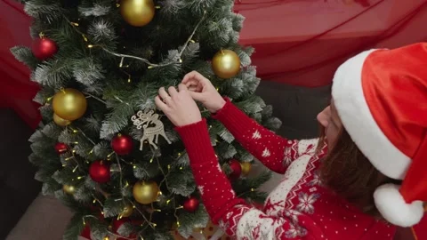 Enjoy the joyful holiday decorations that create a festive Christmas scene with Stock-Footage 289733085