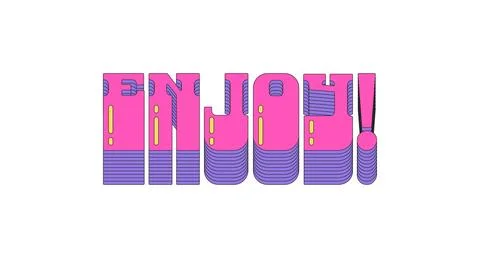 Enjoy layered pink vaporwave button typography Stock Illustration