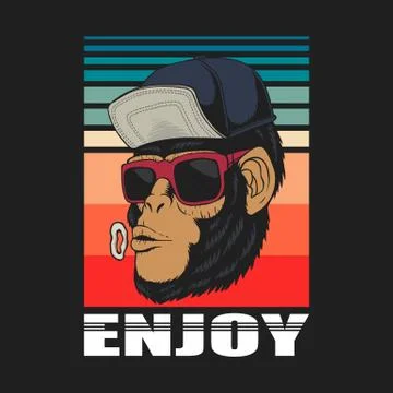 Enjoy monkey retro vector illustration Stock Illustration