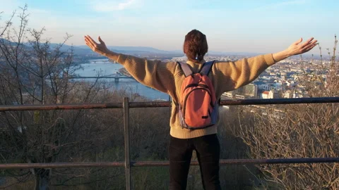 Enjoy the panoramic view of Budapest Stock Footage 265189026