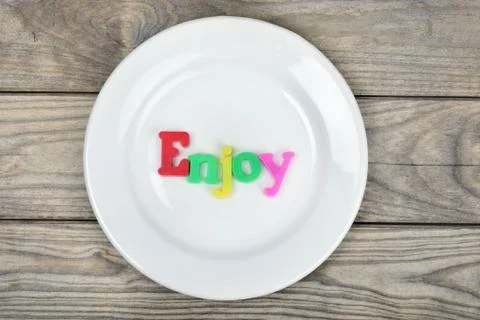 Enjoy on plate 스톡 사진