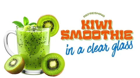 Enjoy a refreshing kiwi smoothie served in a clear glass Stock Footage 337687742