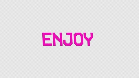 Enjoy - Spinning Retro Pixel Style Title On Alpha Loop Stock Footage 309282519