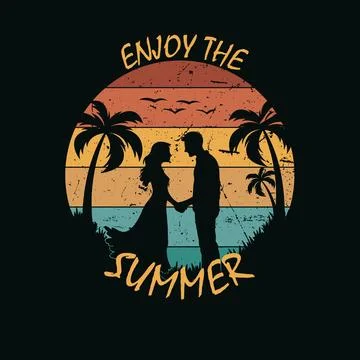 Enjoy The Summer Couple Time Vector T-Shirt Design Vector Illustration Stock Illustration