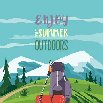 Enjoy Summer Outdoors Activity Vector Illustration Stock Illustration