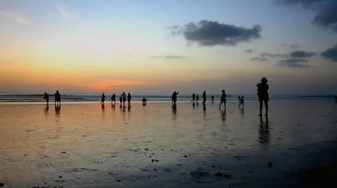 Enjoy sunset at the beach Stock Footage 35348197