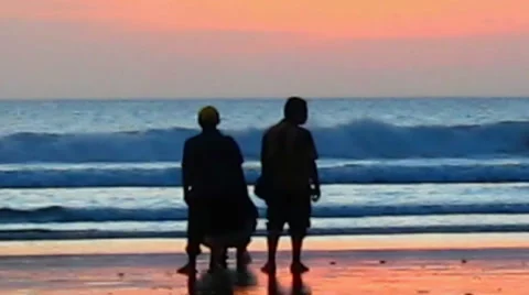 Enjoy sunset at the beach Stock Footage 35348423