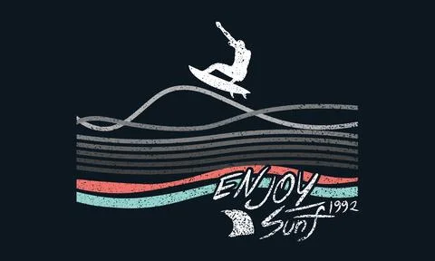 Enjoy surf. Multi color wave artwork. Stock Illustration