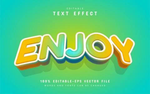 Enjoy text effect cartoon style Stock Illustration