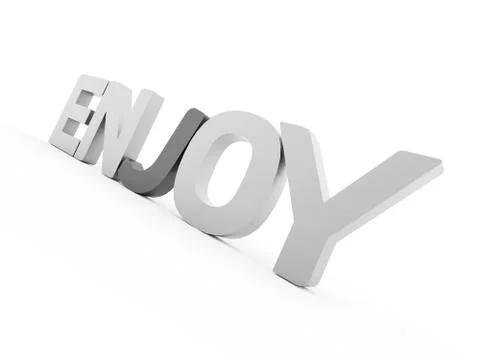 Enjoy text with reflection isolated on white background Stock Illustration