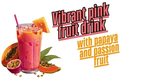 Enjoy a vibrant pink fruit drink with papaya and passion fruit Vidéo 337687710