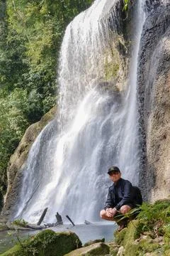 Enjoy the waterfall Stock Photos