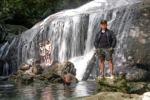 Enjoy the waterfall 写真素材