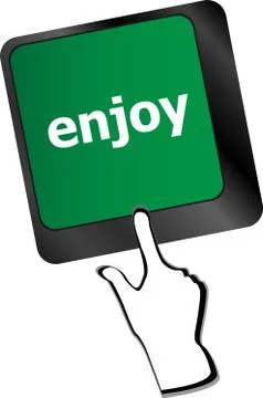 Enjoy word on keyboard key, notebook computer button Stock Illustration