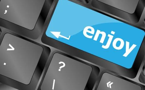 Enjoy word on keyboard key, notebook computer button Stock Illustration