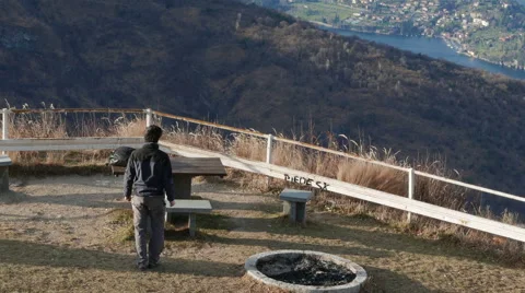 Enjoying already going up on the table in front of the spectacle of nature Stock Footage 59542275