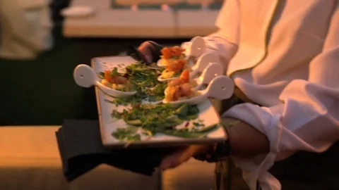 Enjoying appetizers at a party Stock Footage 72988120