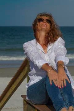 Enjoying the Beach Stock Photos